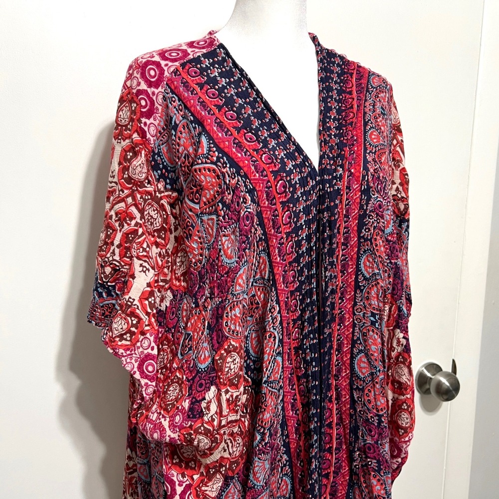 Angie Womens Cardigan Kimono‎ Size M Paisley Floral Flare Sleeve Boho Fairy
